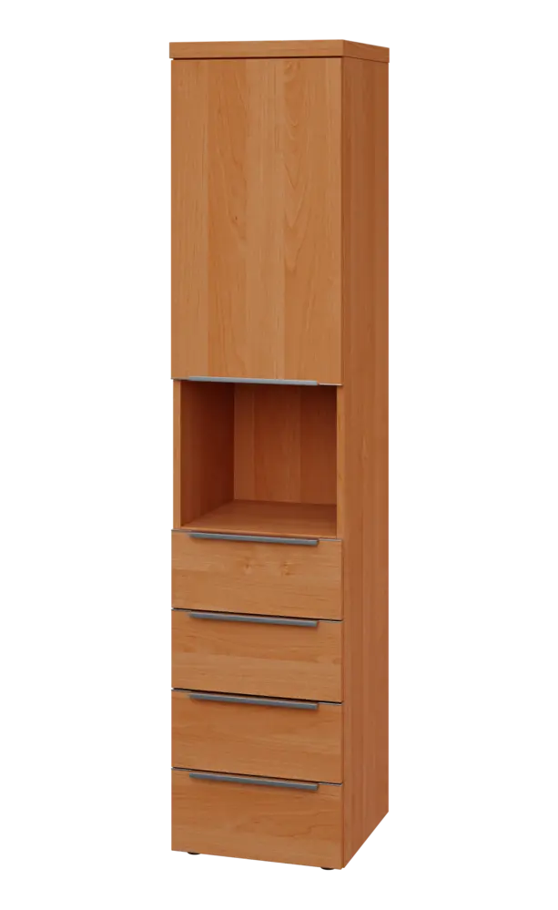 SIN 5 - 44ZND kancelářská skříň, 4-zásuvková/nika, 1-dveřová, levá, 1820x400x400, olše jantar